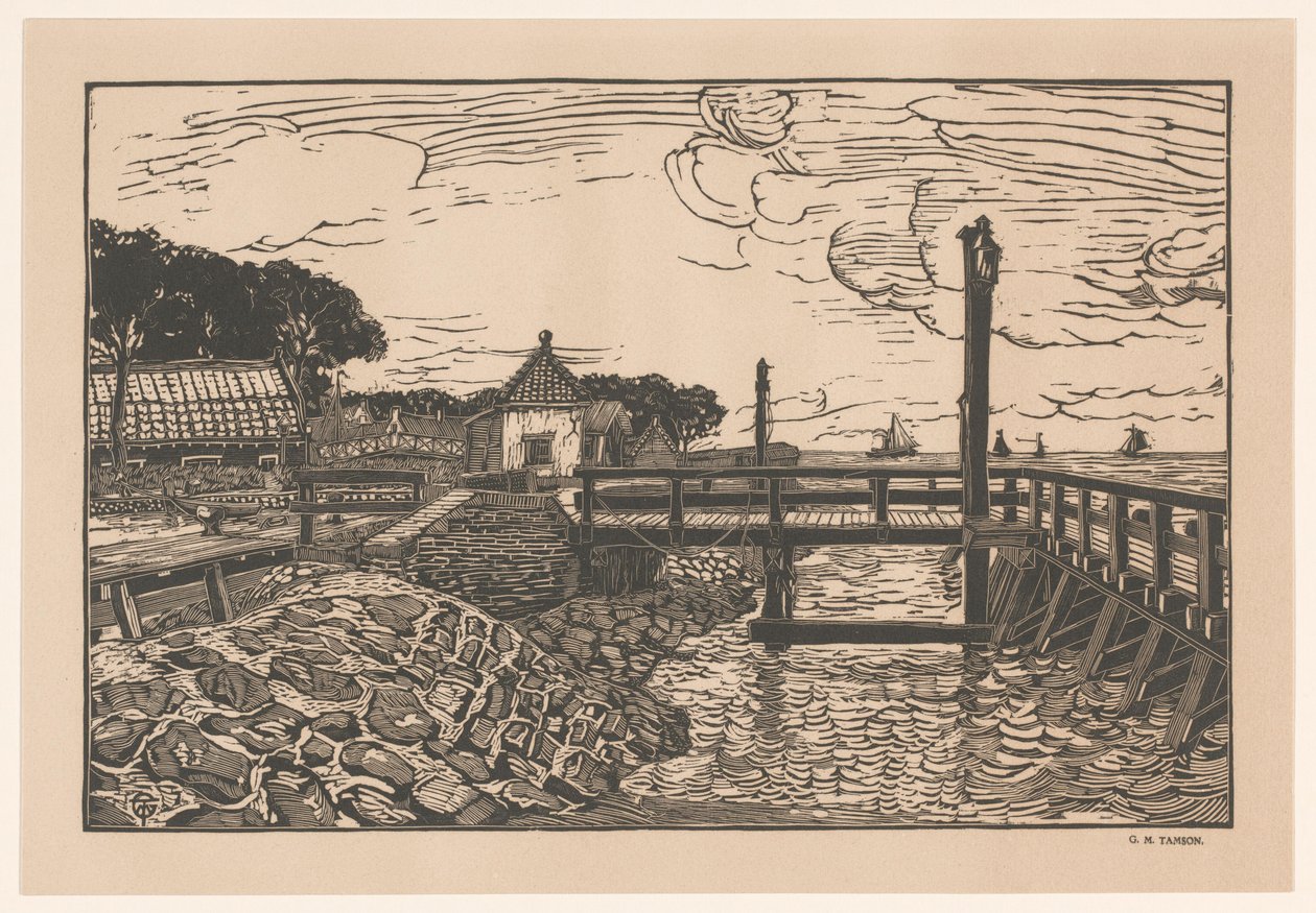 Vista del muelle y de las casas de George Marinus Tamson