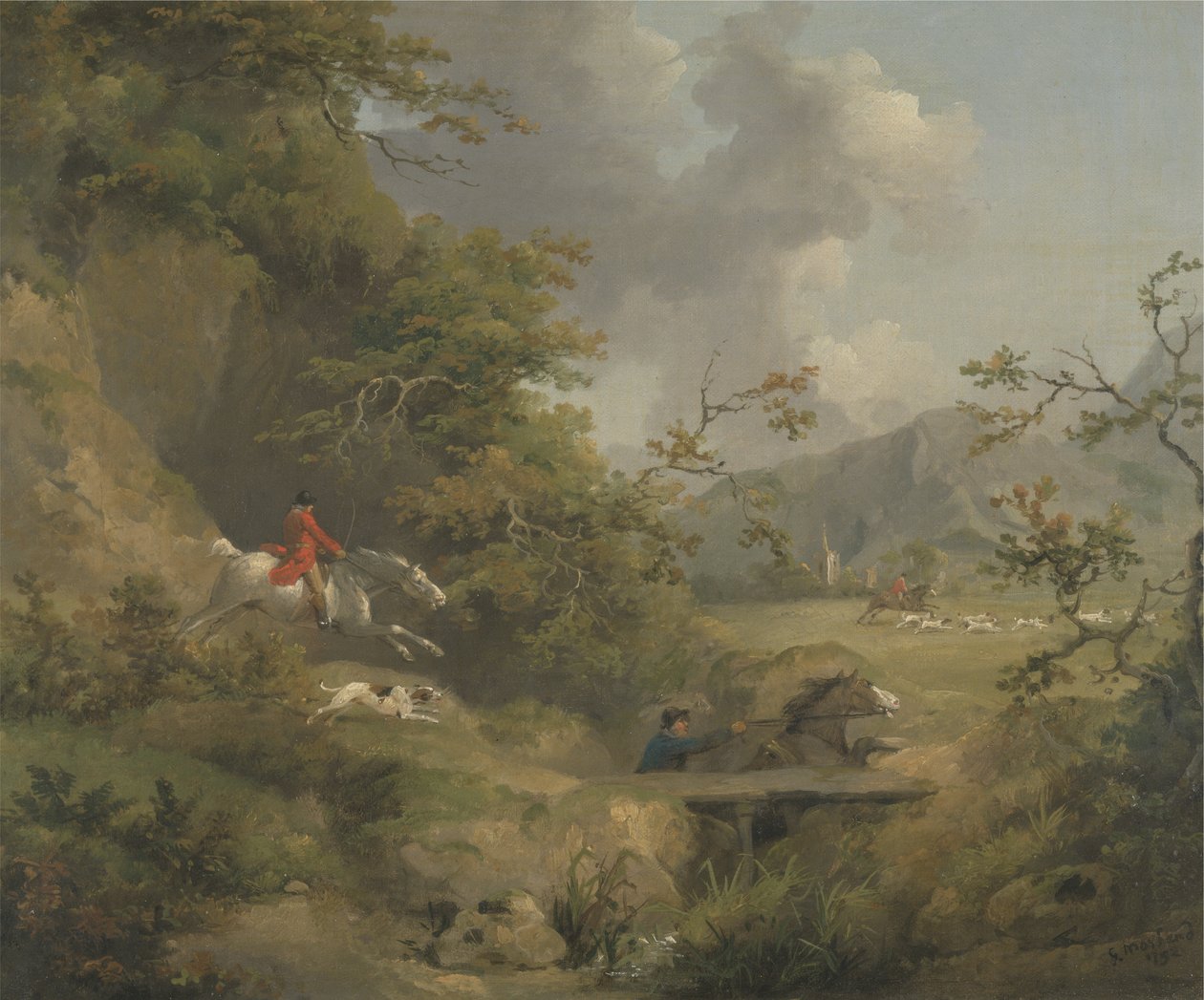 Caza de zorros en un país montañoso de George Morland