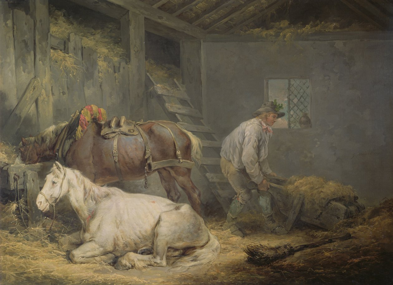 Caballos en un Establo, 1791 de George Morland