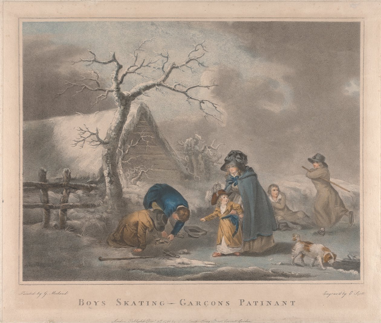 Juego de cuatro: Niños Patinaje de George Morland