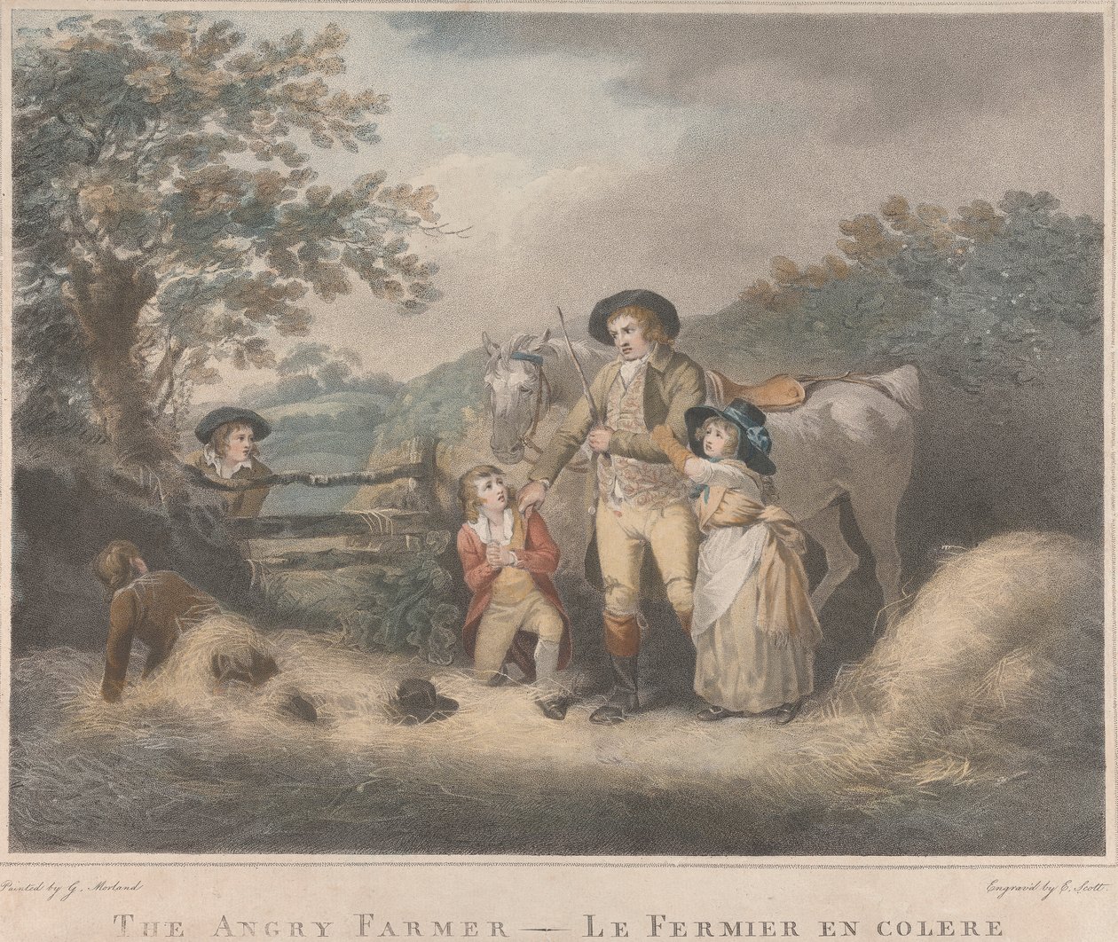 Juego de cuatro: El granjero enfadado de George Morland