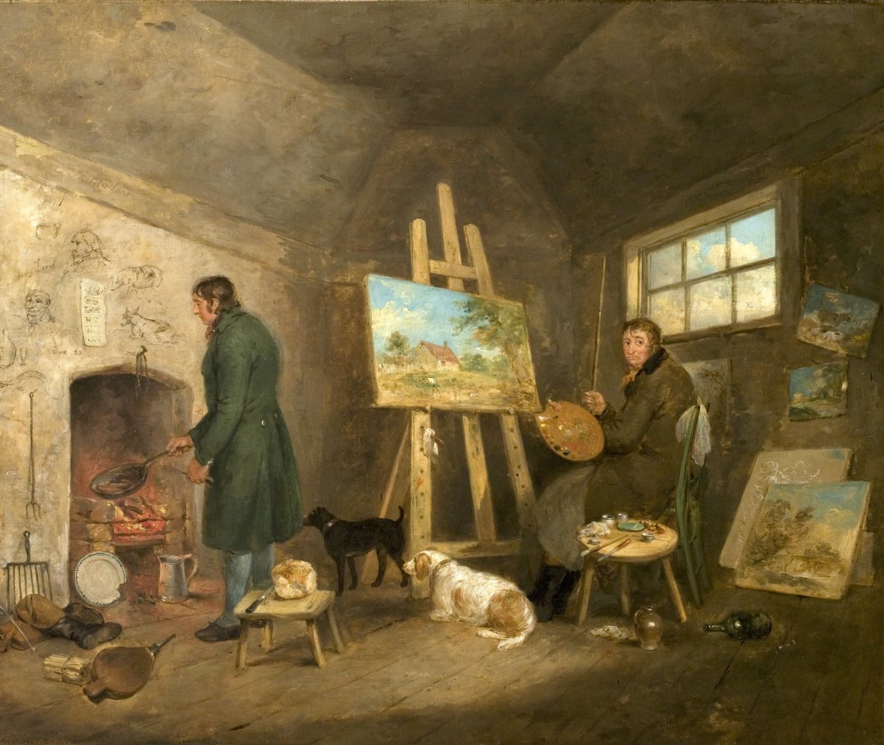 El Artista en su Estudio y su Hombre Gibbs, 1802 de George Morland