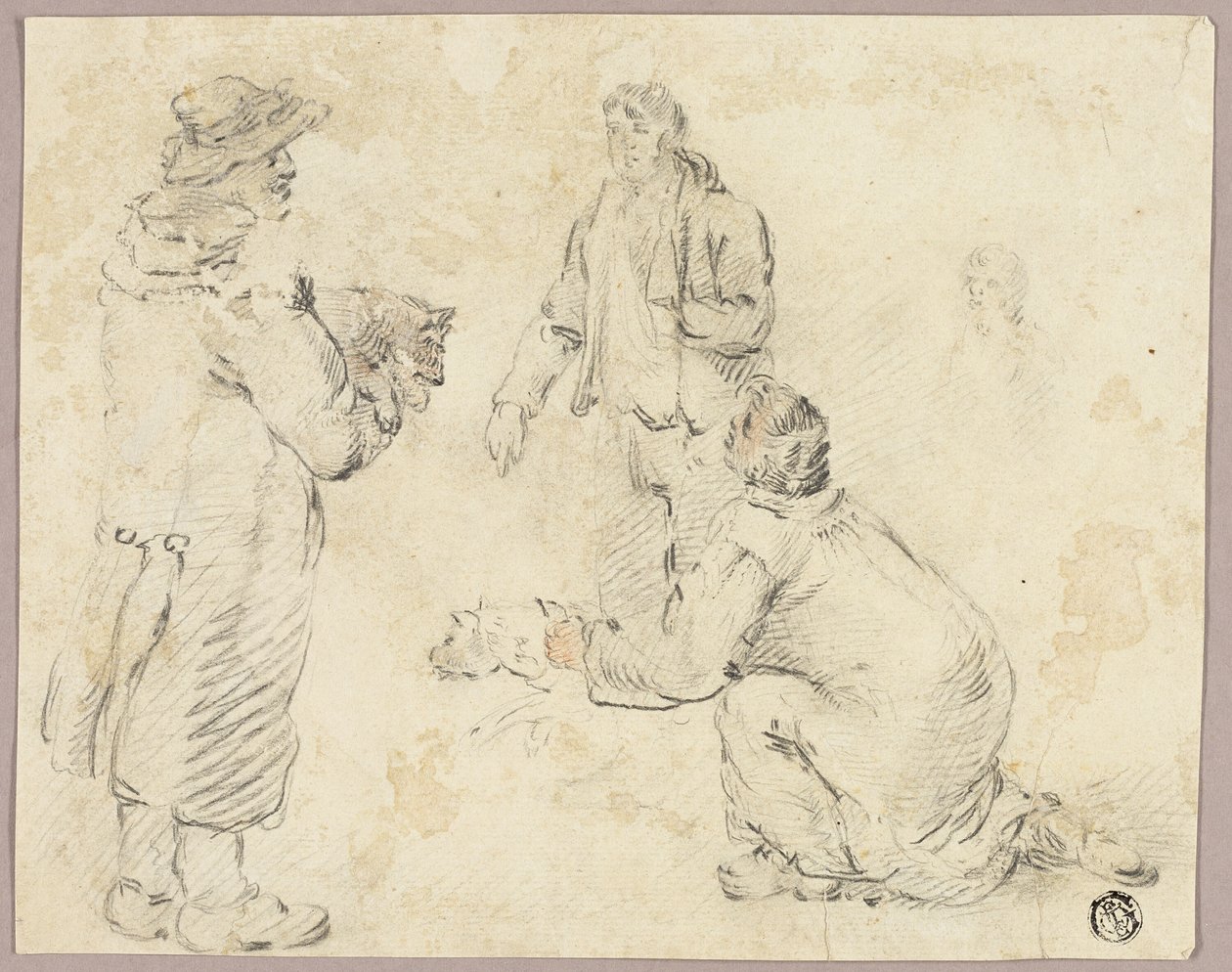 Tres hombres con perros de George Morland