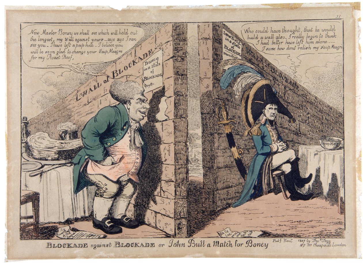Bloqueo contra Bloqueo o John Bull a la altura de Boney de George Moutard Woodward