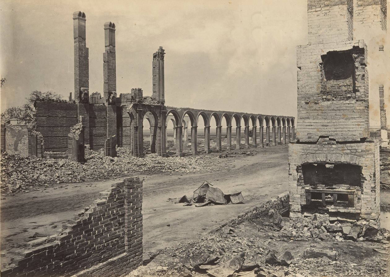 Ruinas del Depósito de Ferrocarril, Charleston, Carolina del Sur, 1860s de George N. Barnard