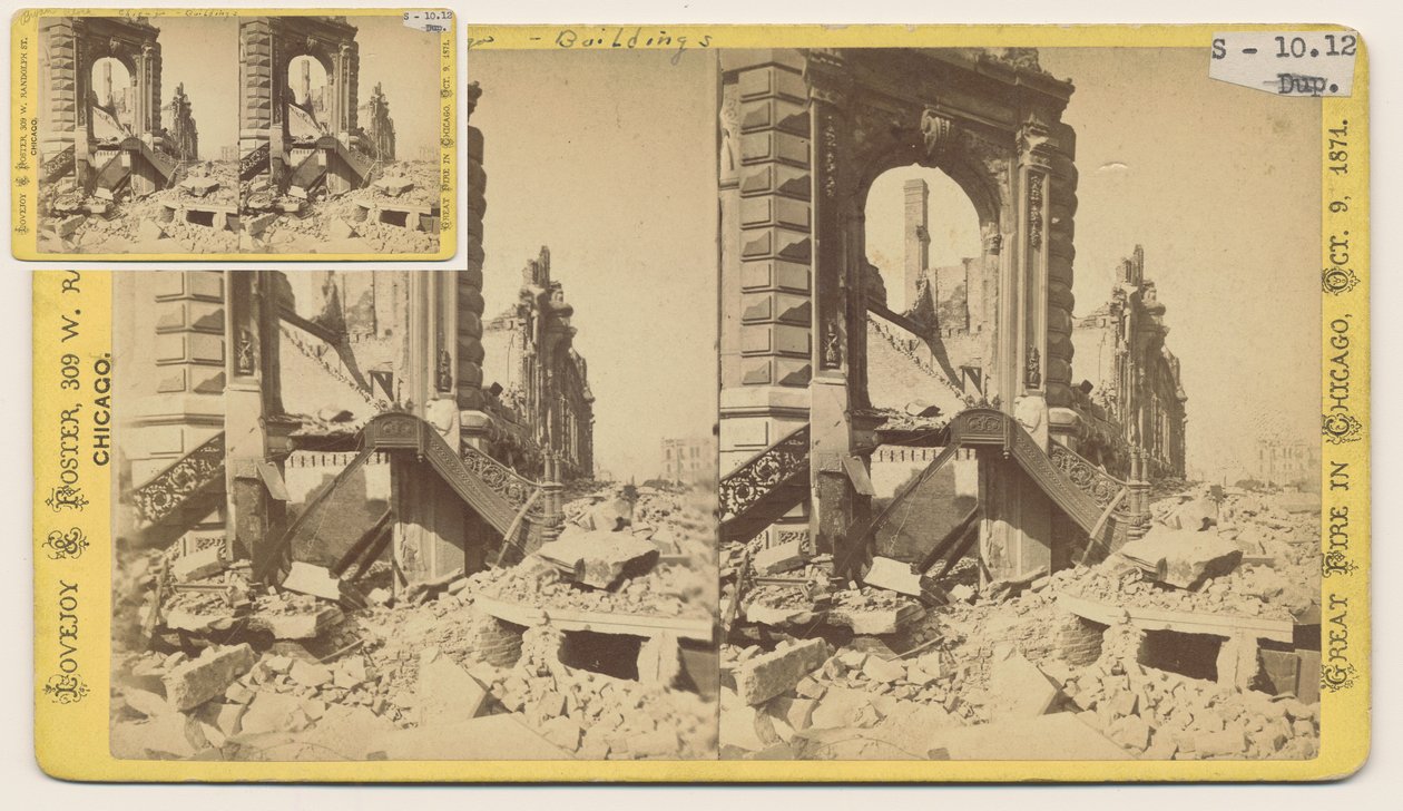Estereografía del Bryan Block en la esquina noroeste de Monroe y LaSalle Streets después del incendio de Chicago de 1871, 1871 de George N. Barnard