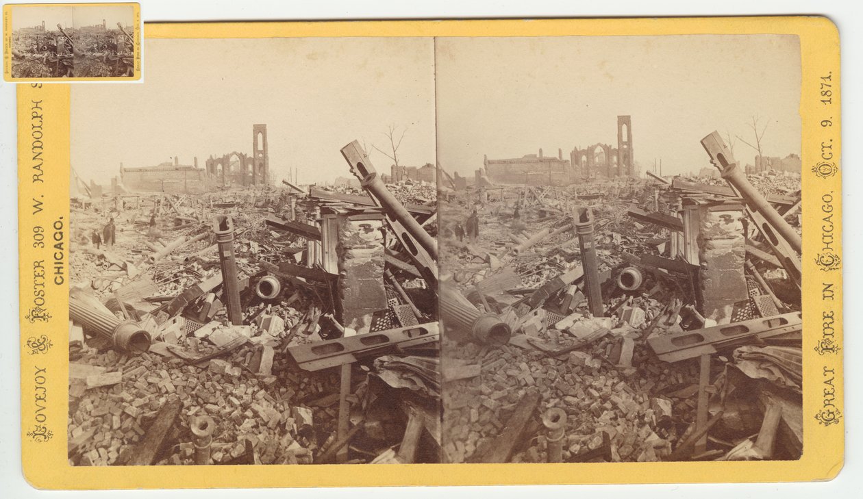 Estereografía de las ruinas de la tienda Mammoth de Field & Leiter después del incendio de Chicago de 1871, 1871 de George N. Barnard