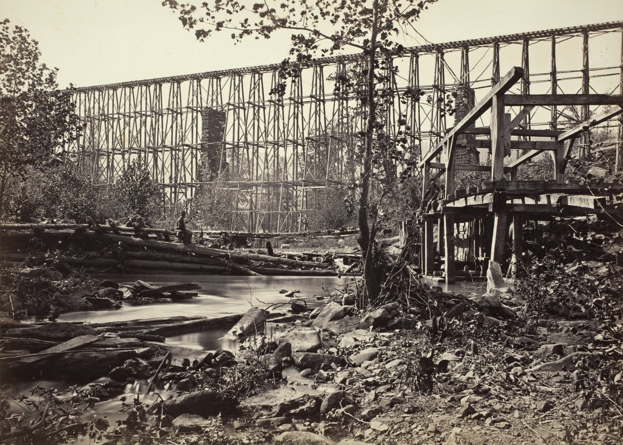 Puente de caballetes en Whiteside de George N. Barnard