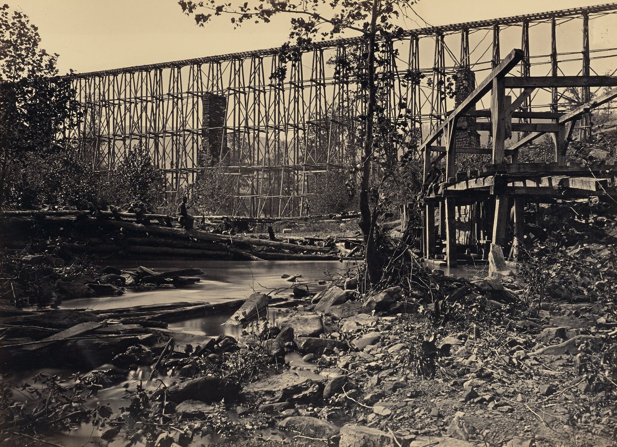 Puente de caballetes en Whiteside de George N. Barnard