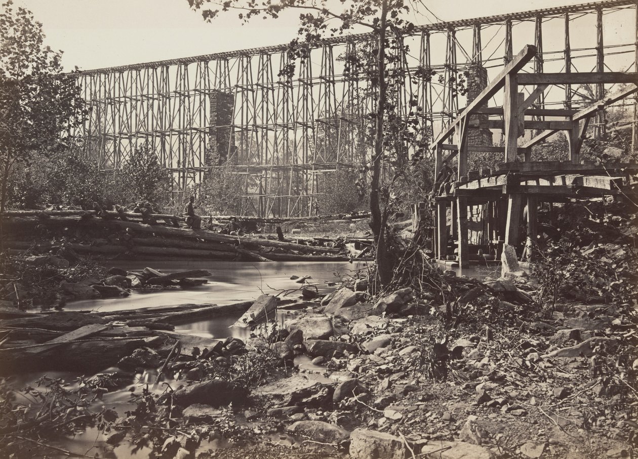 Puente de caballetes en Whiteside de George N. Barnard