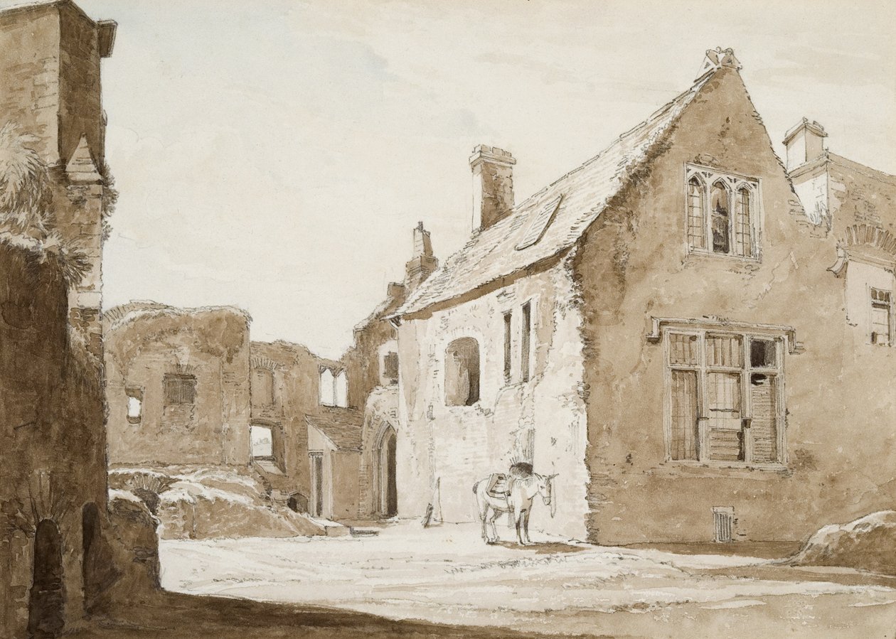 Place House, Swansea (aguada sepia y lápiz sobre papel) de George Orleans Delamotte