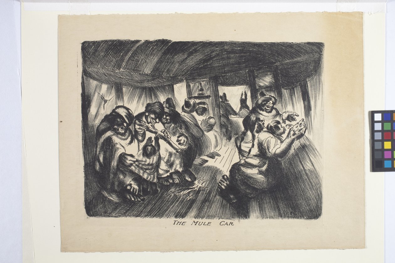 El coche mula (tinta, lápiz) de George Overbury
