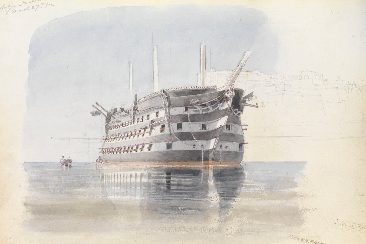 Trafalgar" bajo el Upper Barracca, Malta, 27 de marzo de 1852 de George Pechell Mends