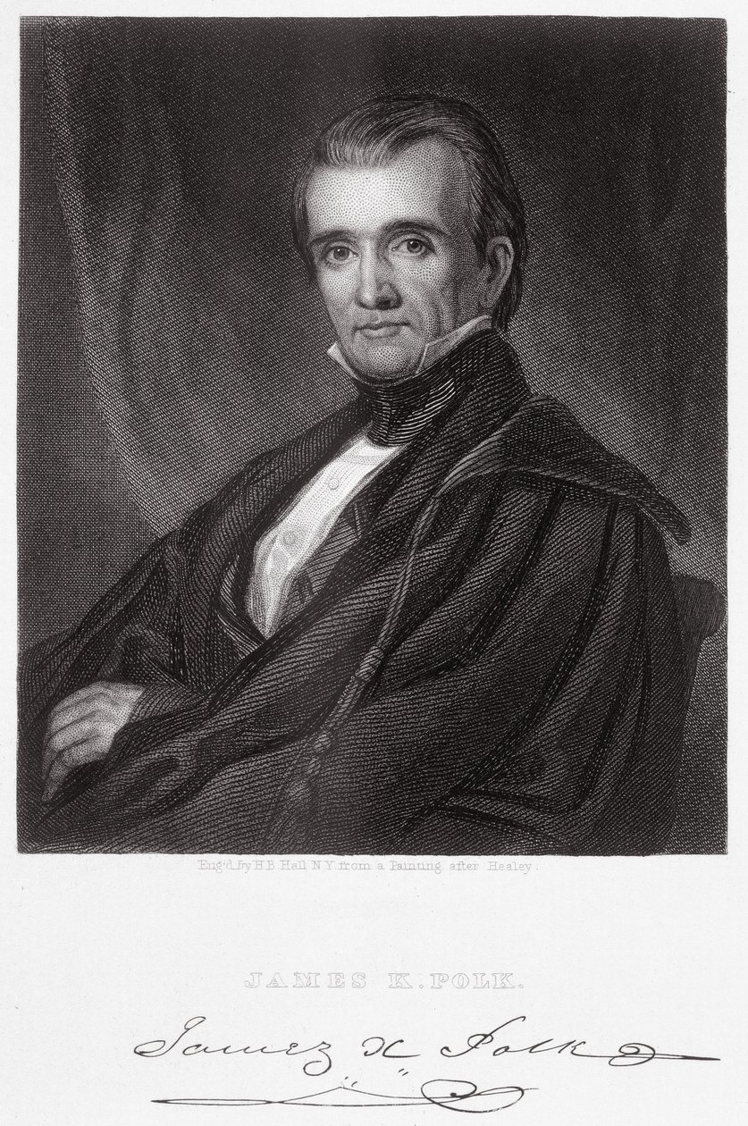 James Knox Polk, grabado por Henry Bryan Hall (1808-84) de George Peter Alexander Healy