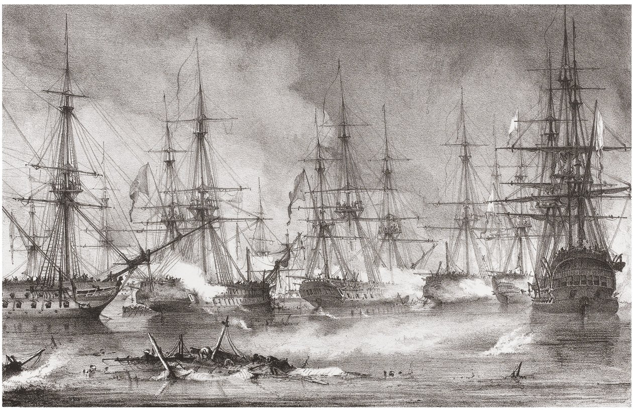 La Batalla Naval de Navarino el 20 de octubre de 1827, 1828 de George Philip Reinagle