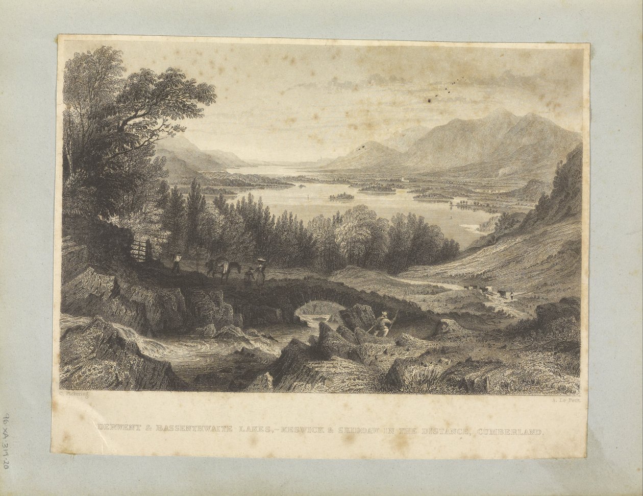Lagos Derwent y Bassenthwaite, - Keswick y Skiddaw en la Distancia, Cumberland de George Pickering