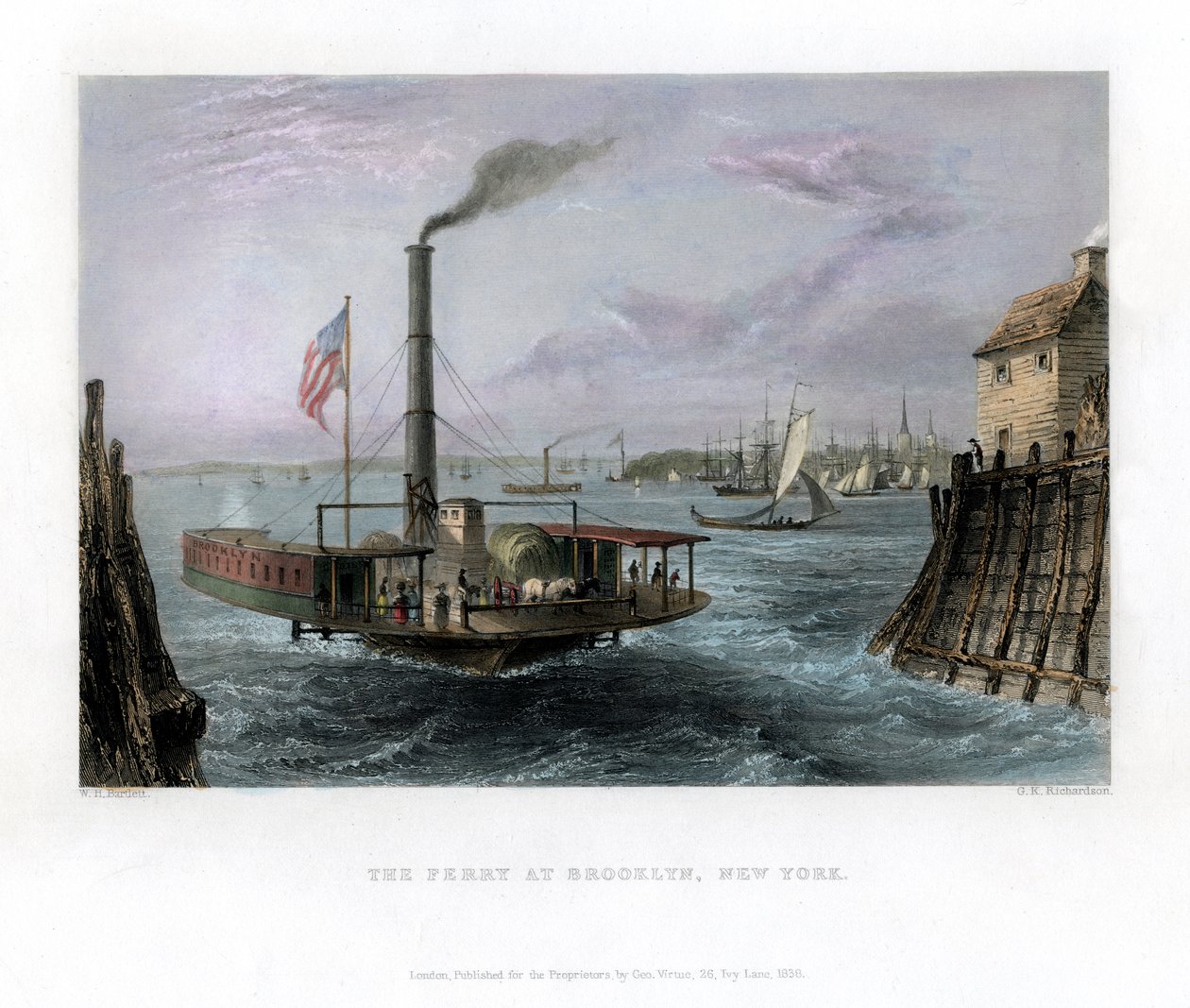 El ferry en Brooklyn, Nueva York, EE.UU., 1838 de George Richardson