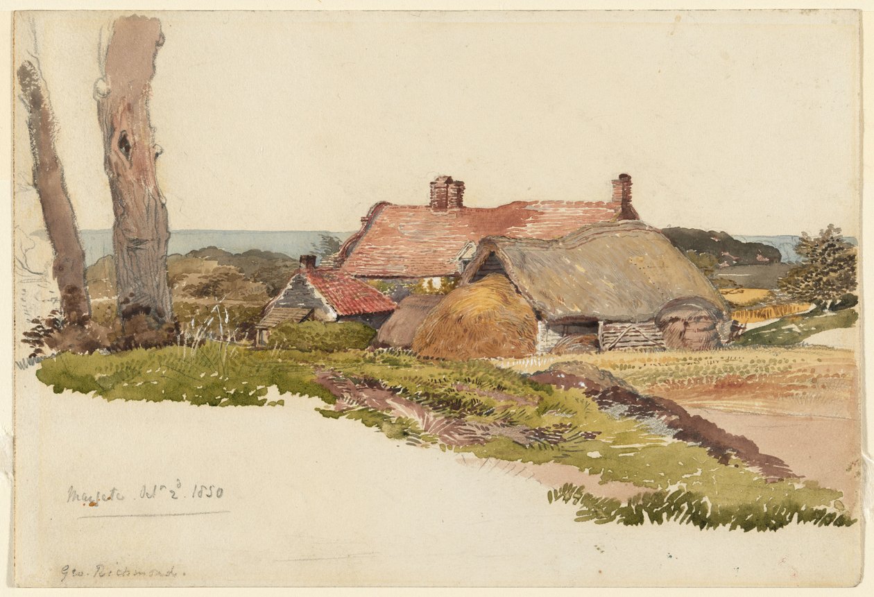 Una granja cerca del mar en Margate, Kent de George Richmond