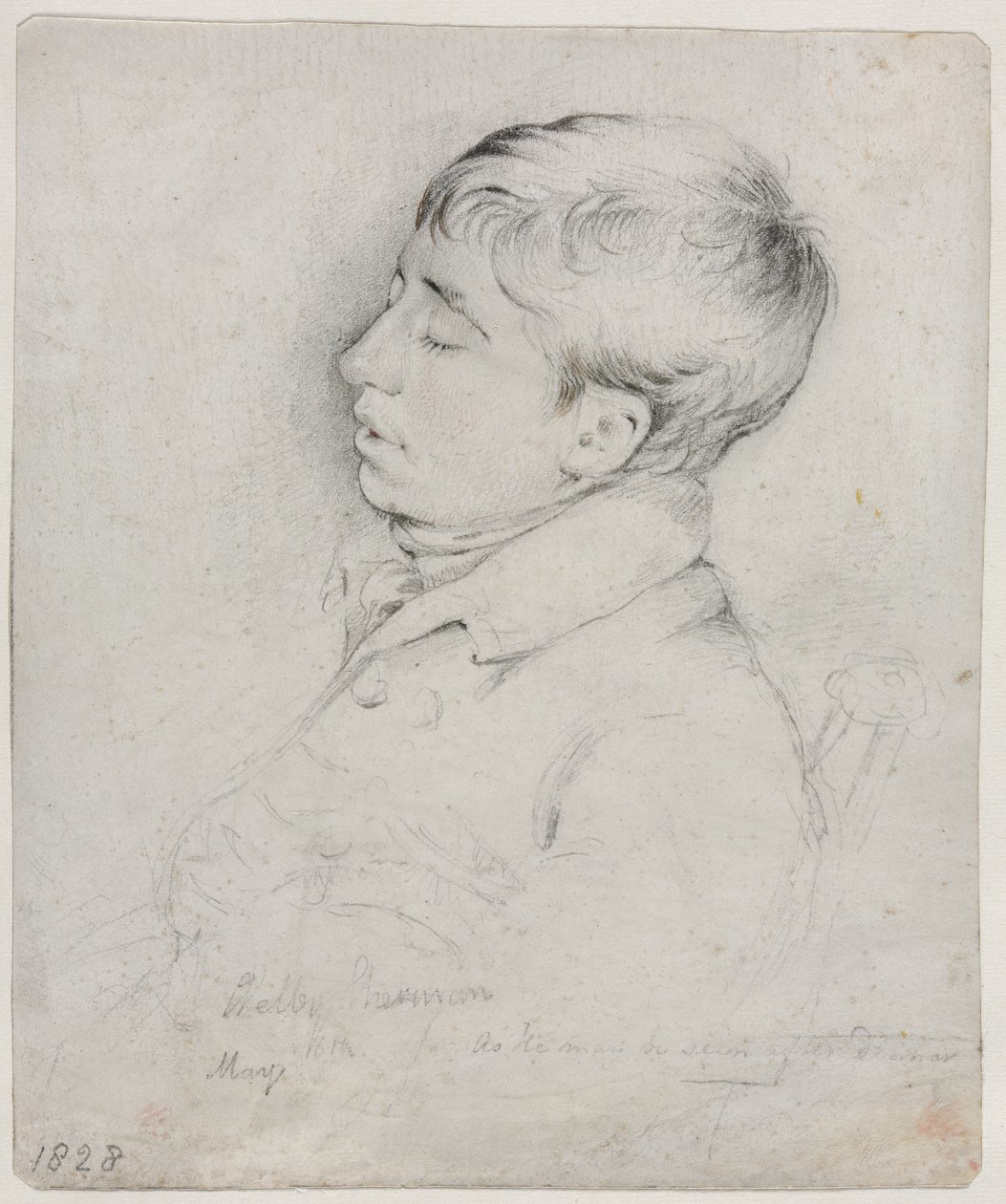 Retrato de Welby Sherman dormido en una silla, 1828 de George Richmond