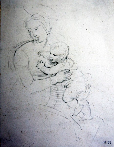 Una madre y su hijo - estudio para los Antiguos de George Richmond