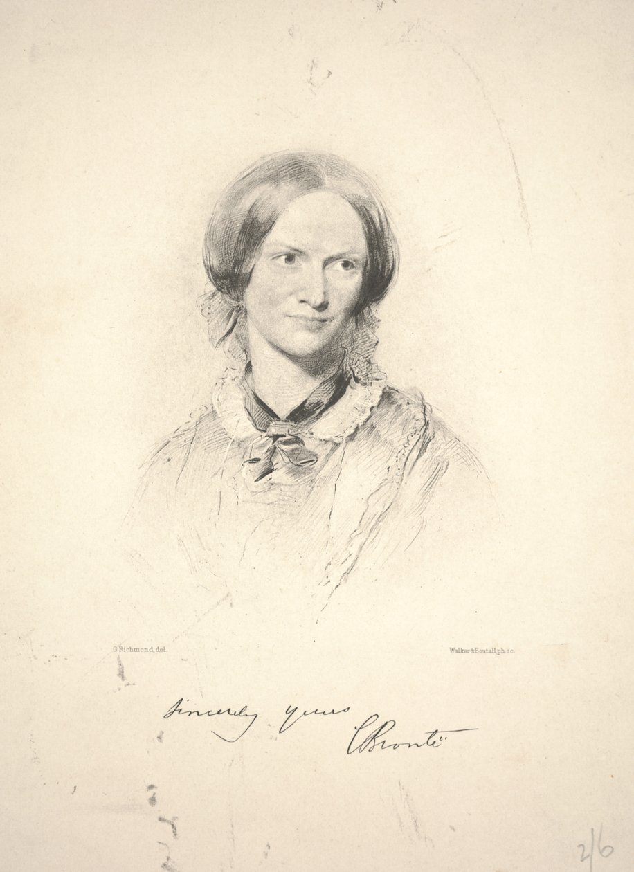 Charlotte Brontë, grabado por Walker & Boutall de George Richmond