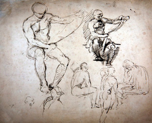 Hombres desnudos - estudios para los antiguos de George Richmond