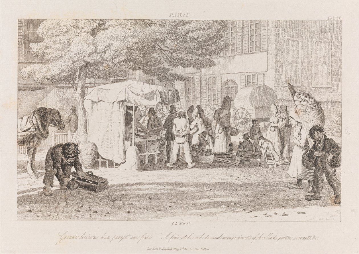 Puesto de frutas, París, c.1821 de George Robert Lewis