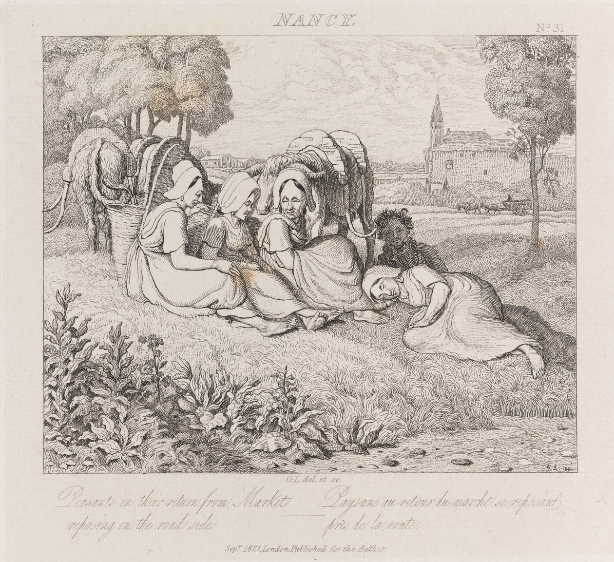 Campesinos regresando del mercado, Nancy, c.1821 de George Robert Lewis