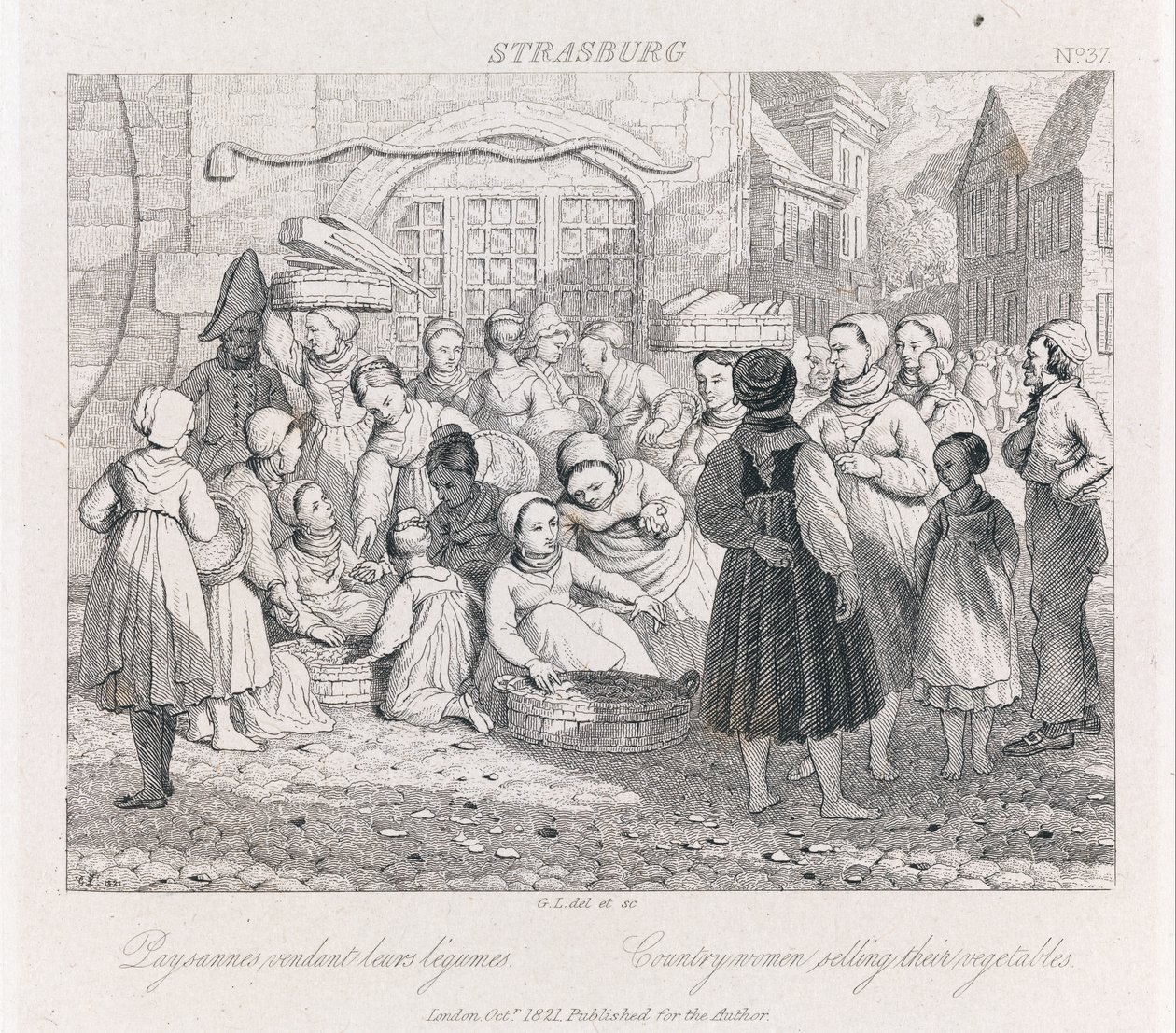 Campesinos vendiendo, Estrasburgo, c.1821 de George Robert Lewis