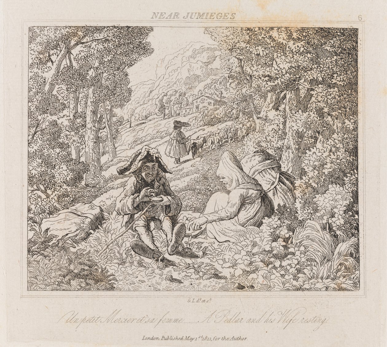 Vendedor ambulante y esposa cerca de Jumieges, c.1821 de George Robert Lewis