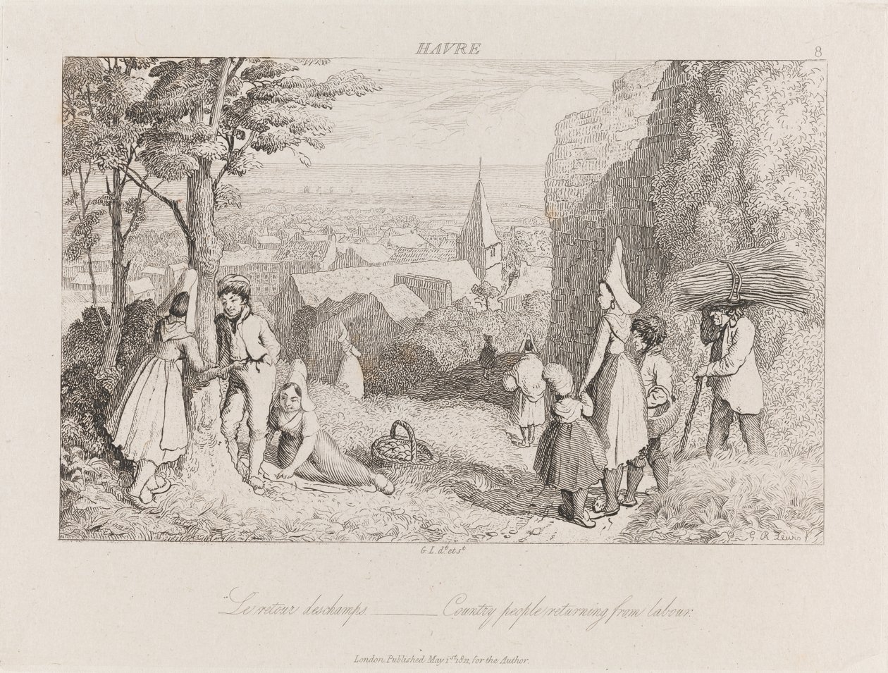 Regresando del trabajo, Havre, c.1821 de George Robert Lewis