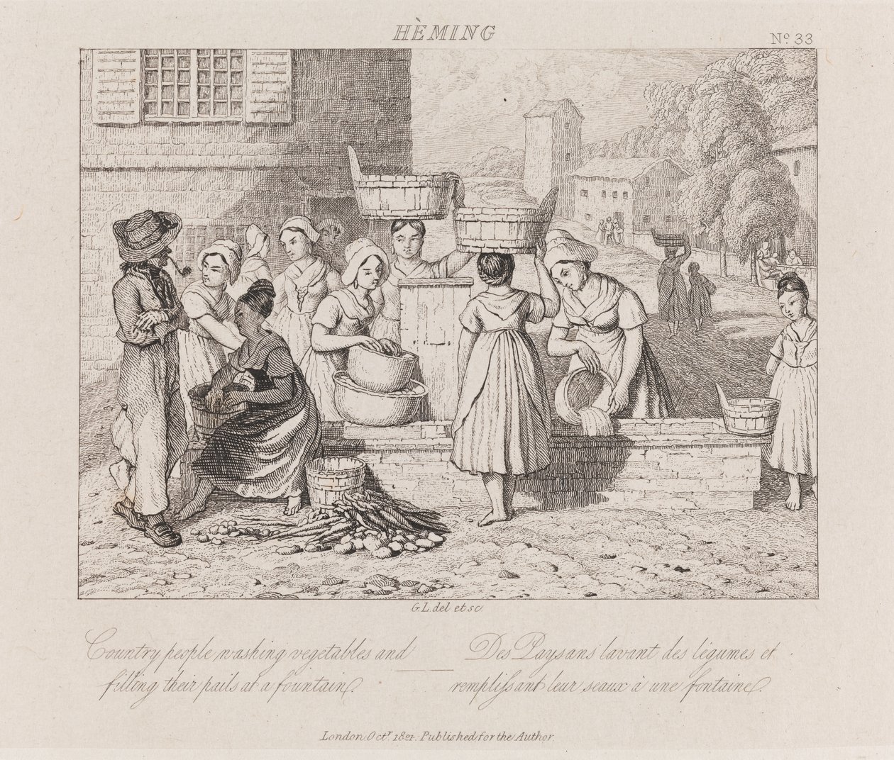 Lavando vegetales, Heming, c.1821 de George Robert Lewis