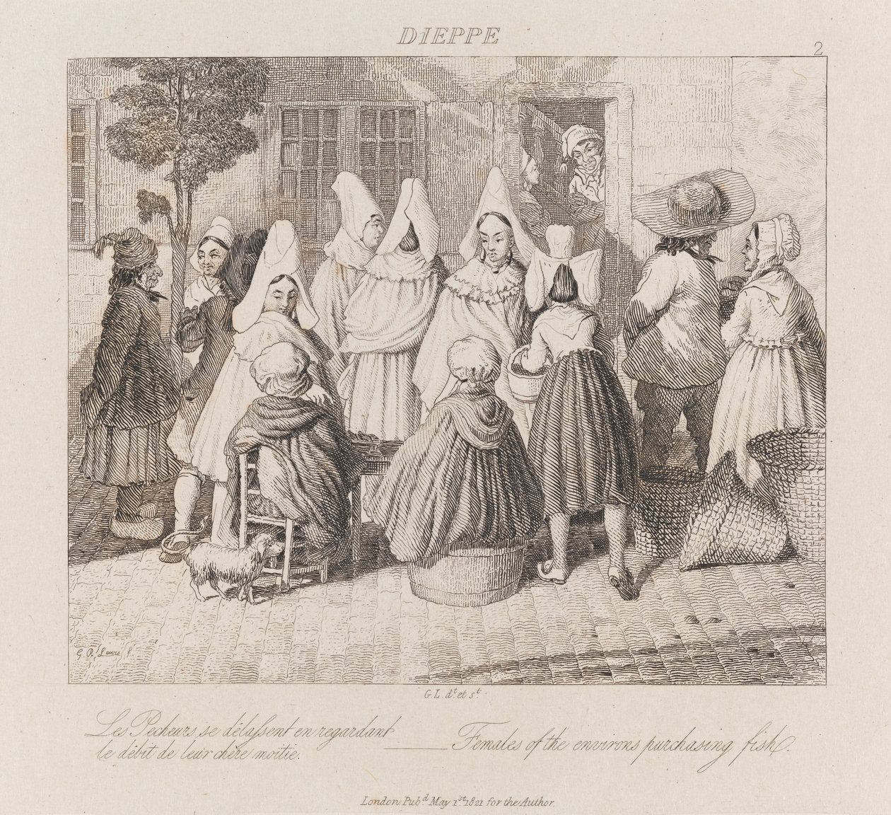 Mujeres Comprando Pescado, Dieppe, c.1821 de George Robert Lewis