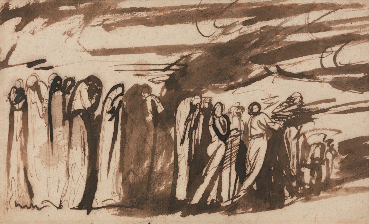 Procesión de los condenados:  Estudio de los condenados en el "Infierno" de Dante de George Romney