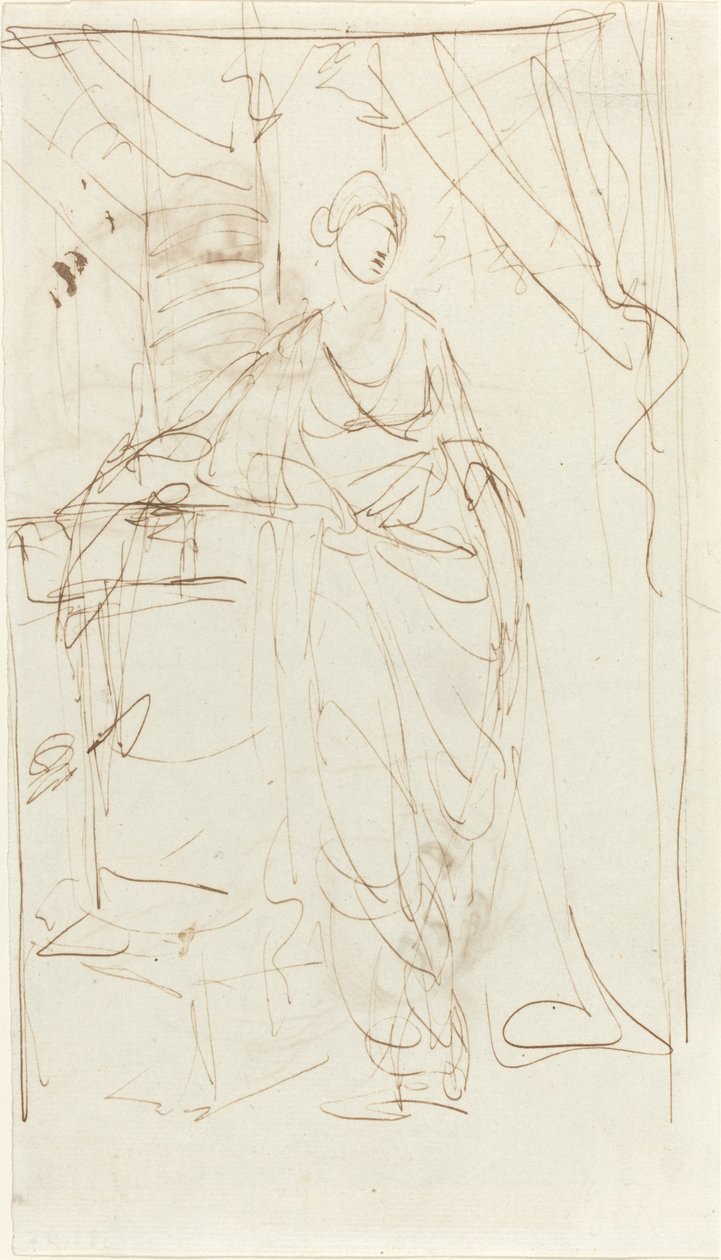 Una Dama Elegante en Vestido Clásico [recto] de George Romney