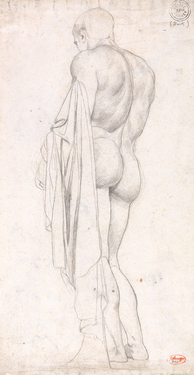Vista trasera de una figura masculina clásica de pie de George Romney