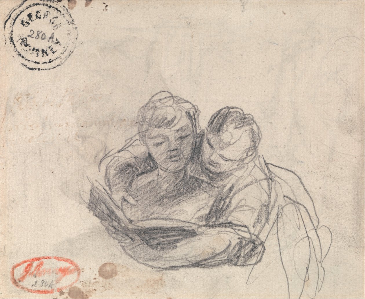 Pareja leyendo un libro de George Romney