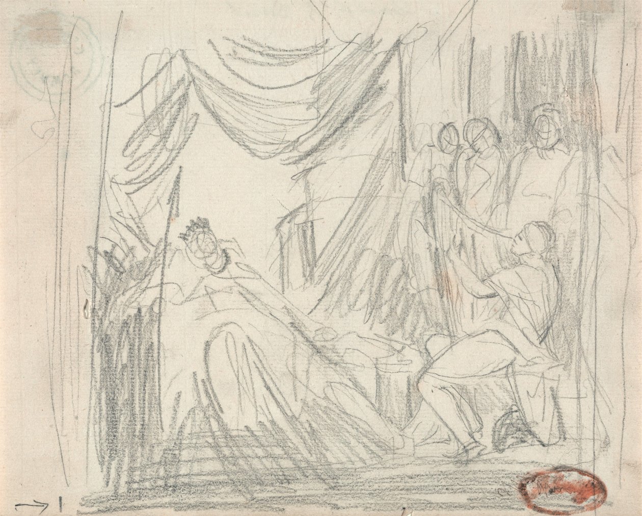David tocando el arpa ante el rey Saúl de George Romney