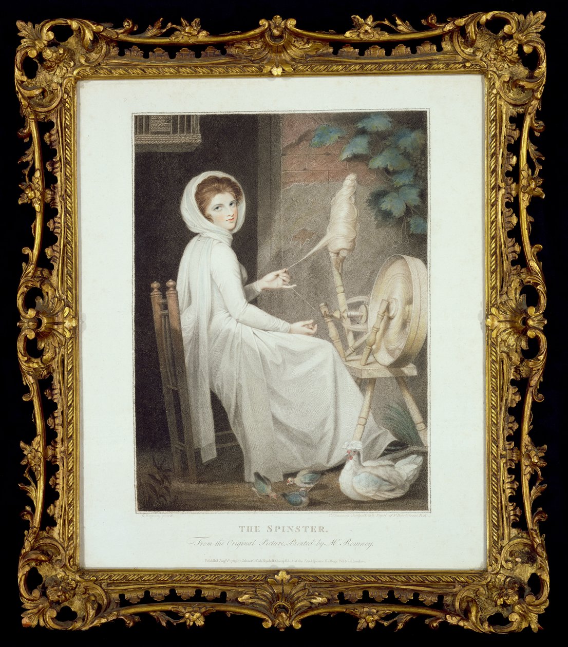 Die Spinnerin (grabado de Thomas Cheesman, según G. Romney, publicado por John y Josiah Boydell 1789) de George Romney