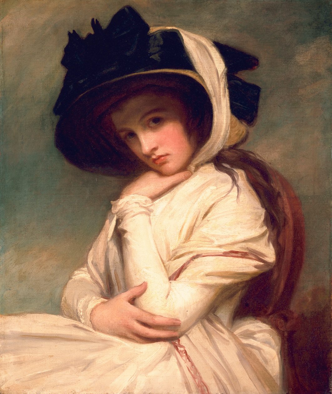 Emma Hart, luego Lady Hamilton, con un sombrero de paja, c.1782-94 de George Romney
