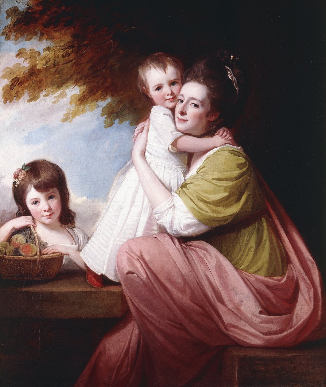Retrato de Grupo de Dorothy Stables y sus Hijas, Harriet y Maria, tres cuartos de longitud, 1777-78 de George Romney