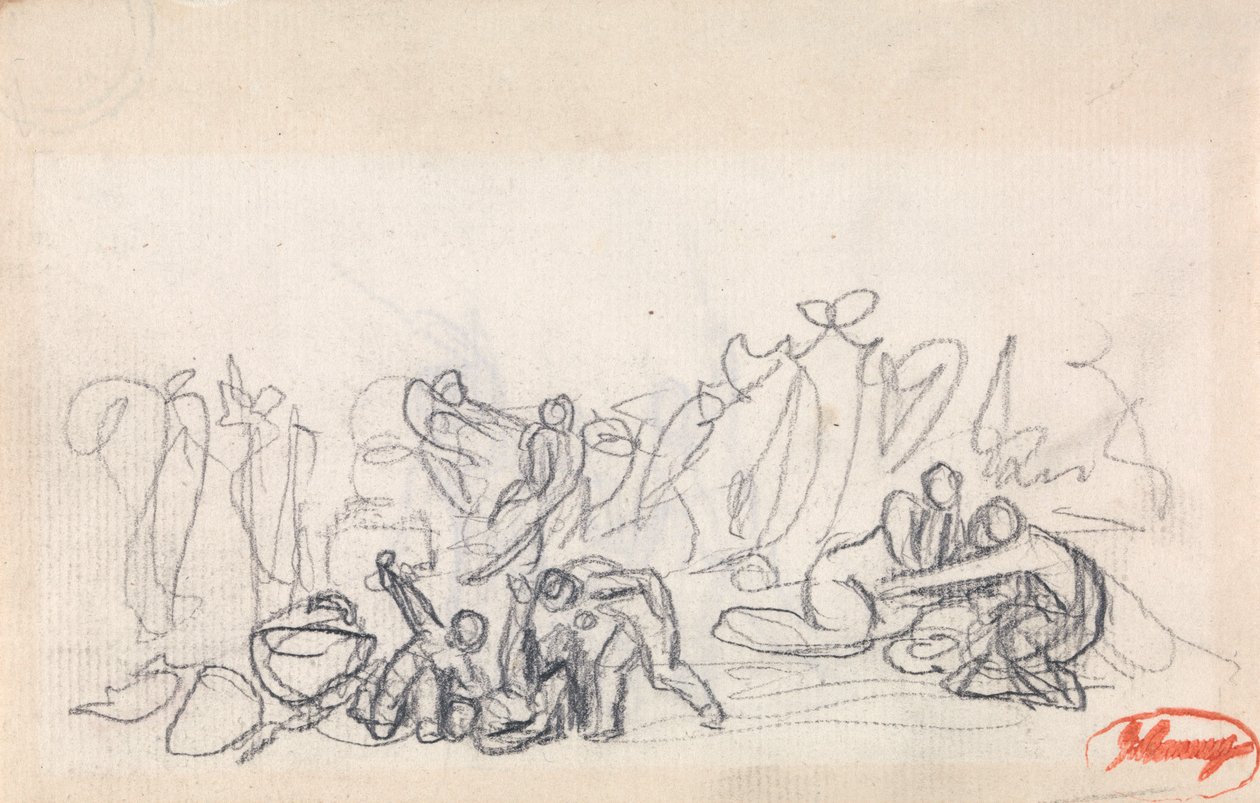 Grupo de figuras, posiblemente mujeres y niños jugando de George Romney