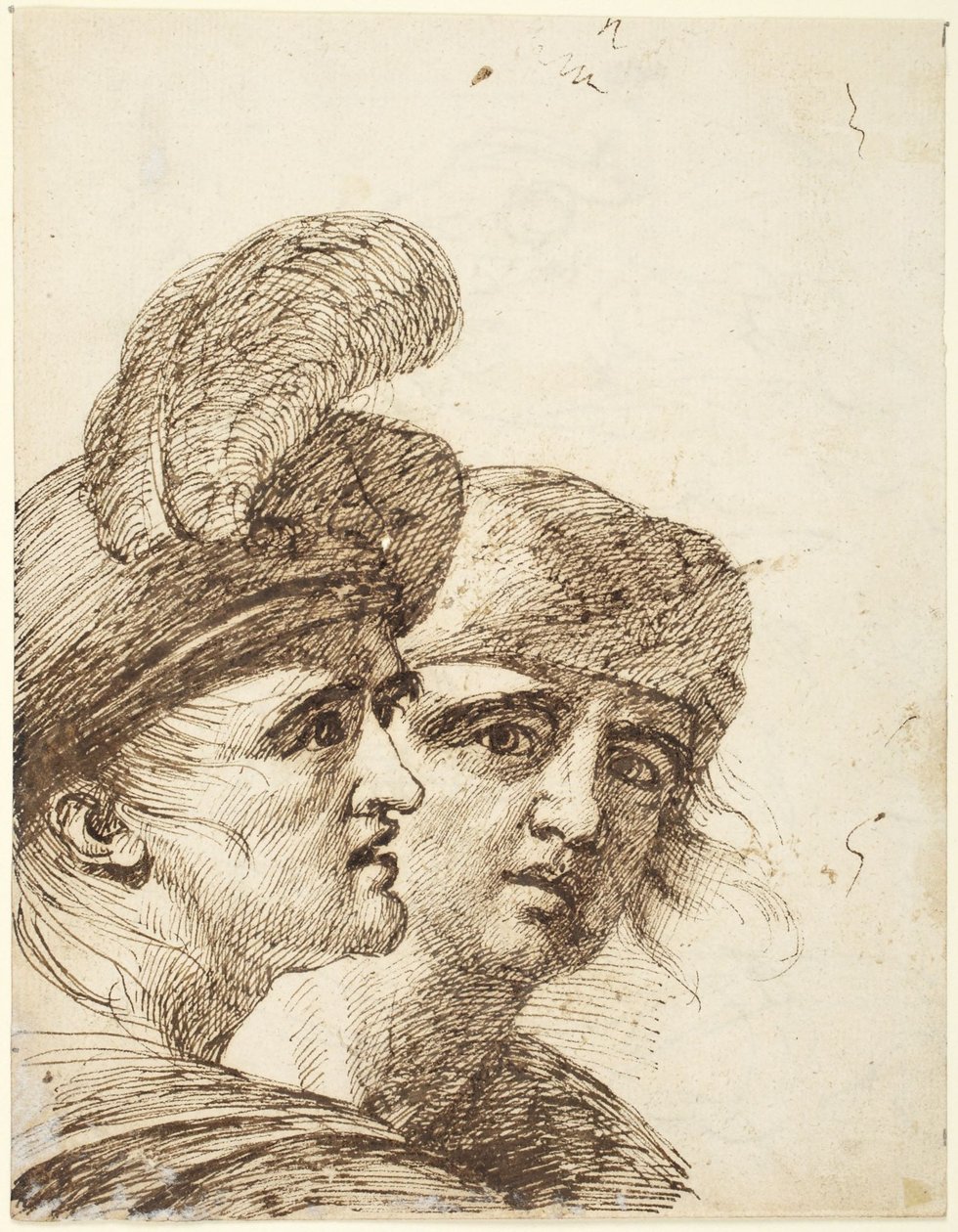 Las cabezas de dos hombres  (reverso: Estudio para «La acusación de Susana») de George Romney
