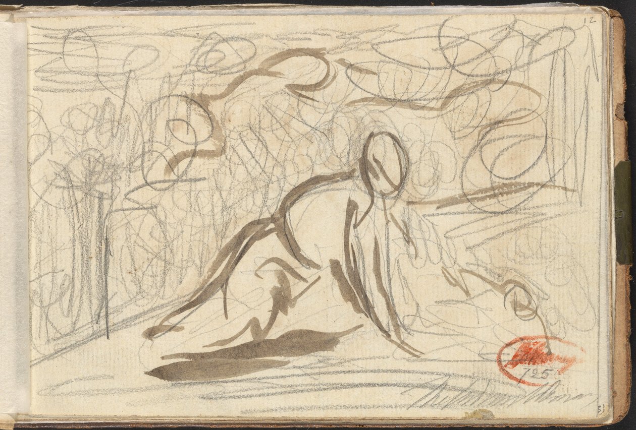Figura arrodillada, rodeada de otras figuras de George Romney