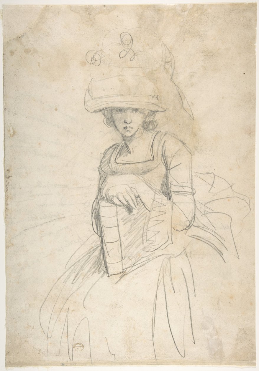 Dama con un libro (anverso); Esquema para colocar los colores en una paleta (reverso) de George Romney