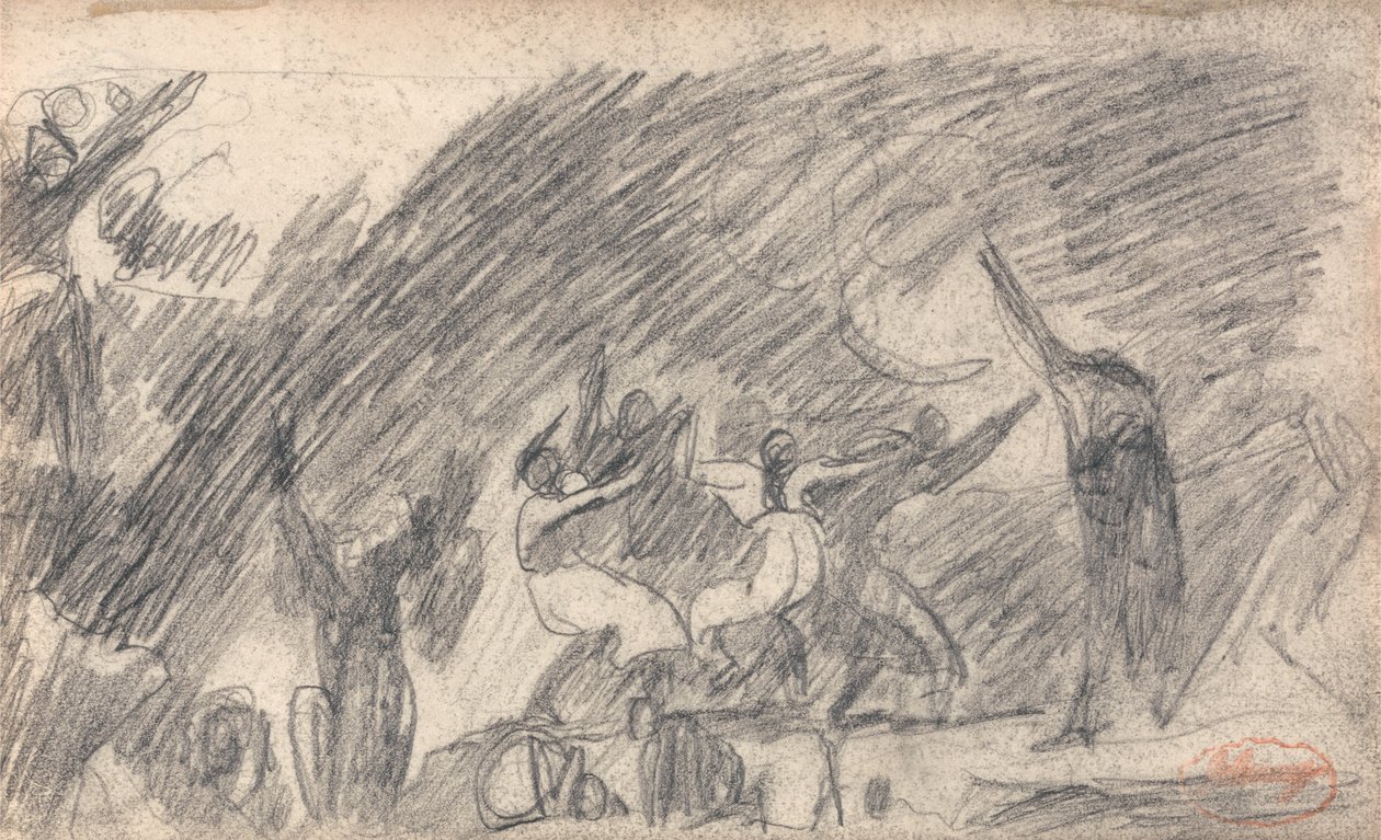 MacBeth en la cueva de las brujas: Segunda visita de George Romney