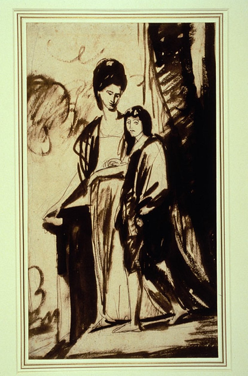 Retrato de una madre y su hijo (Probablemente Jane, Duquesa de Gordon, y su hijo George, Primer Marqués de Huntley) de George Romney