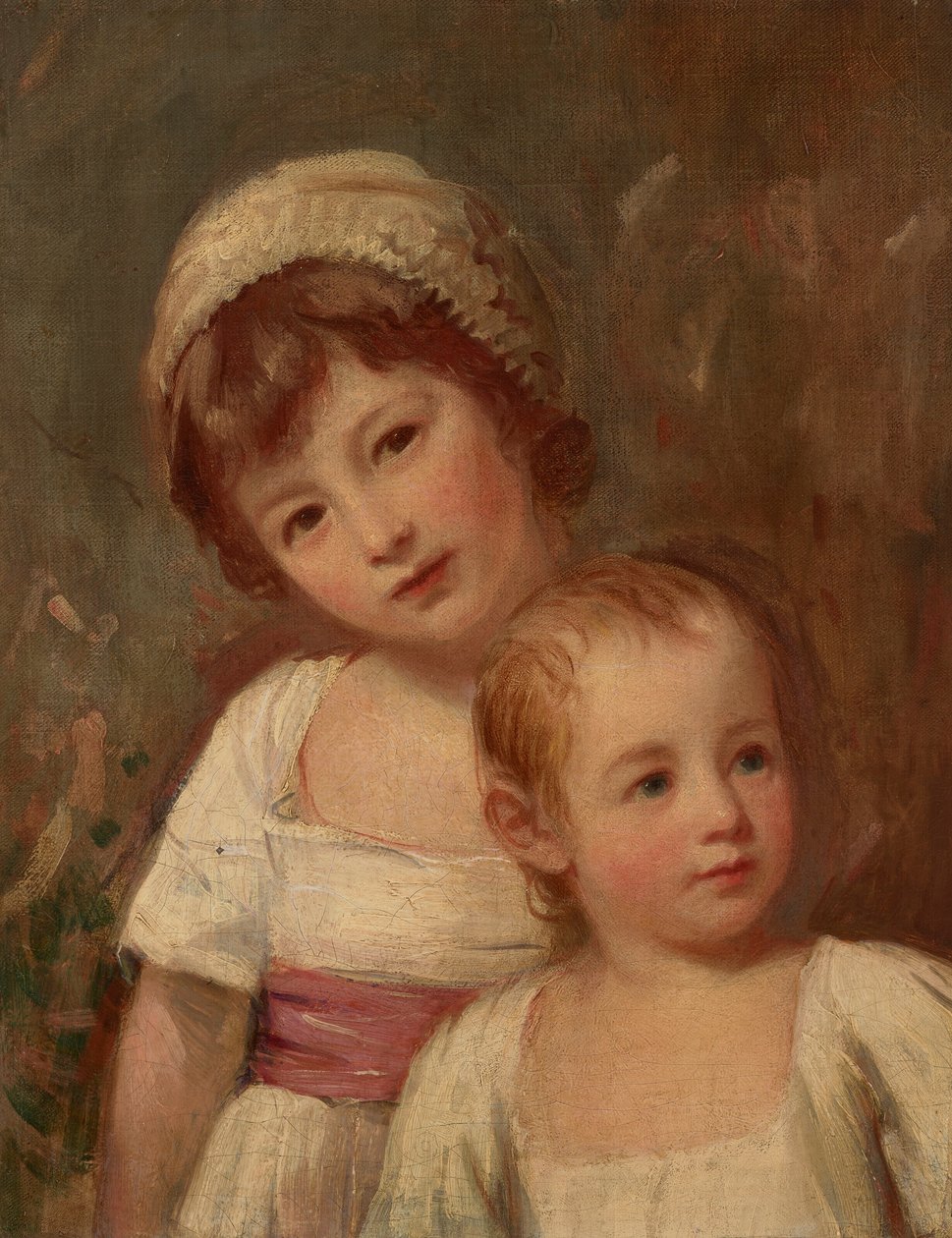 Retrato de dos niños, de medio cuerpo de George Romney