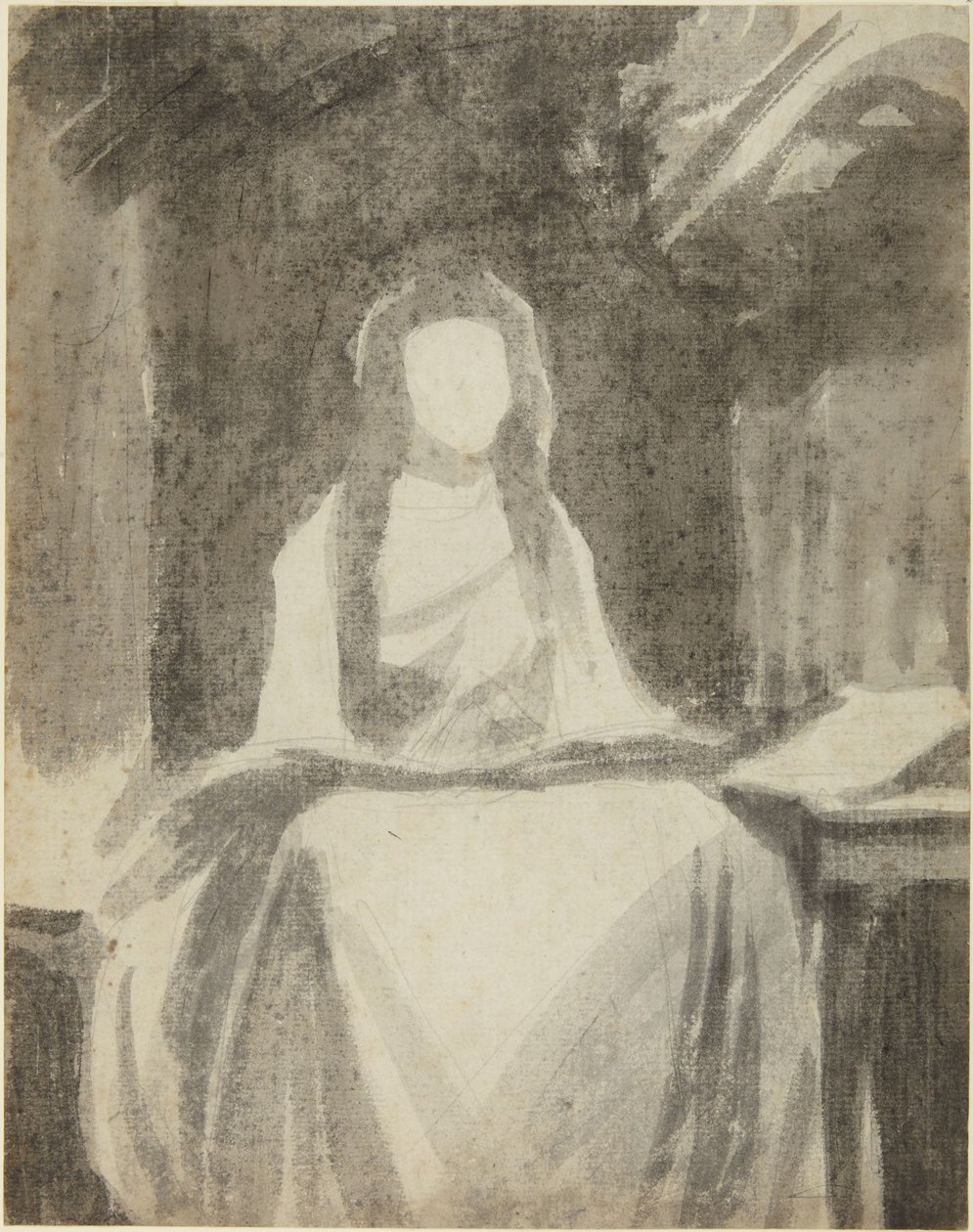 Estudio de retrato de Lady Hamilton como Santa Cecilia de George Romney