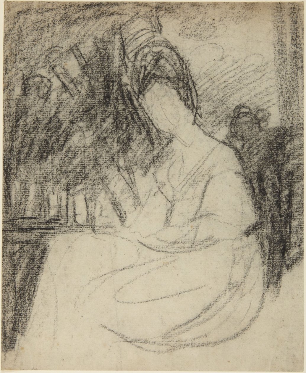 Estudio de retrato de una mujer sentada de George Romney